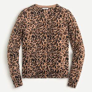 J Crew Featherweight cashmere cardigan leopard